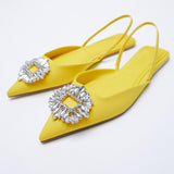 woloong Summer New Women's Sandals Closed Toe Green Single Shoes With Thin Heel Mid-heeled Fashion Hollow Pointed Toe Women Shoes