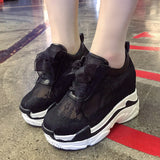 NEW Classic Women Mesh Platform Sneakers Trainers White Shoes High Heels Wedges Outdoor Shoes Breathable Casual Shoes Woman