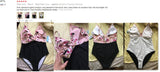 goosudu Pink Floral One-Piece Swimsuit Women High Leg Cut Sexy Monokini Bathing Suits New Girls Beach Bathing Suit Swimwear