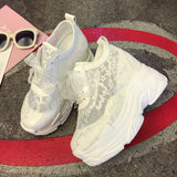 NEW Classic Women Mesh Platform Sneakers Trainers White Shoes High Heels Wedges Outdoor Shoes Breathable Casual Shoes Woman