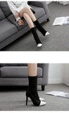 woloong New Women Sock Boots Pointed Toe Elastic High Boots Slip On High Heel Ankle Boots Women Pumps Stiletto Botas