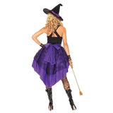 Plus Size XXL-S Halloween Witch Costume For Women Adult Sexy Purple Swallow Tail Braces Dress Hat Carnival Party Female Suit