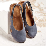 Summer Women Sandals Wedges New Fashion Casual Buckle Hot Gladiator Non-Slip Sandals Retro Flock Party Office Ladies Shoes
