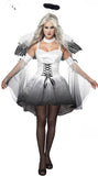 New Black Devil Fallen Angel Costume Adult Halloween Strapless Dress +Headwear +wing Gothic sexy Angel Cosply Costumes for women