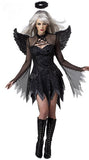 New Black Devil Fallen Angel Costume Adult Halloween Strapless Dress +Headwear +wing Gothic sexy Angel Cosply Costumes for women