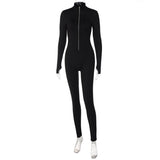 Zipper Neck Solid Long Sleeve Jumpsuit Women Fall Slim Monos Mujer Elegante комбинезон женский Combinaison Femme