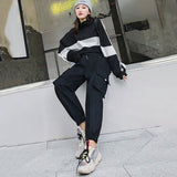 goosudu  Autumn High Waist Streetwear Cargo Pants Female Harajuku Loose Joggers Women 2 Piece Suit harem camo pants