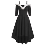 Aieru Christmas Costume Party Dress Women Long Sleeve Deep V-neck Vintage Elegant Winter Dress New Year Holiday Robe