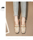 New Women Casual Shoes Pumps Spring Fashion Girl Star Embroidery Pearl Flax Chain High Heel Shoes Slip-on Loafers