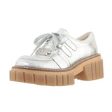 New Fashion Casual Shoes Women Pumps Genuine Leather Footwear Lace Up Gold Silver Punk Square Heel Platform Shoes Women