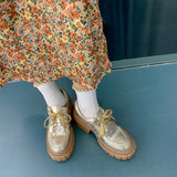 New Fashion Casual Shoes Women Pumps Genuine Leather Footwear Lace Up Gold Silver Punk Square Heel Platform Shoes Women