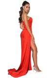 goosudu Haliya Crystallized Corset High Slit Gown - Red