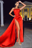 goosudu Haliya Crystallized Corset High Slit Gown - Red