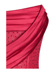 goosudu Haliya Crystallized Corset High Slit Gown - Red