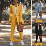 goosudu Fashion Women's Business Suits Autumn OL Long Sleeve Blazer and High Waist Pants  Casual Solid Oversized Sreetwear