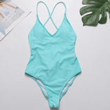 goosudu V Neck Female Swimwear One Piece Swimsuit Women Backless Monokini Sexy Bather Plus size High cut Bathing Suit Swim Bodysuit