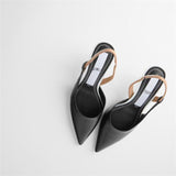 Classic Pointed Toe Stiletto Sandals Women New Metal Heel Stiletto Sandals Formal Wear Professional Women's Shoes Black