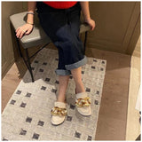 woloong  New Brand Women Slipper Fashion Chain Decor Round Toe Flats Mules Lazy Loafer Women Outdoor Slides Slip On Sandal