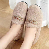 woloong  Autumn and Winter New Outdoor Home Indoor Wool Bag with Cotton Shoes Anti Slip Warm Lady Beans Shoes