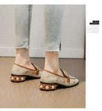 New Women Casual Shoes Pumps Spring Fashion Girl Star Embroidery Pearl Flax Chain High Heel Shoes Slip-on Loafers