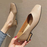woloong New Spring Flats Shoes Women Wooden Low Heel Ballet Square Toe Shallow Brand Shoe Slip On Loafer zapatos de mujer big size 35-41