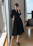 woloong Hot New Design Korean Style High Street Womens Fashion Cute Elegant Office Lady Button Notched Long Split Slit Sexy Blazer Dress