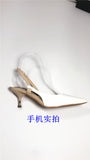 Classic Pointed Toe Stiletto Sandals Women New Metal Heel Stiletto Sandals Formal Wear Professional Women's Shoes Black