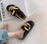 woloong  New Brand Women Slipper Fashion Chain Decor Round Toe Flats Mules Lazy Loafer Women Outdoor Slides Slip On Sandal