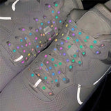 woloong  New Holographic Reflective Star Shoelaces Double-sided Reflective High-bright Luminous Flat Laces Sneakers ShoeLaces Strings