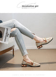 New Women Casual Shoes Pumps Spring Fashion Girl Star Embroidery Pearl Flax Chain High Heel Shoes Slip-on Loafers