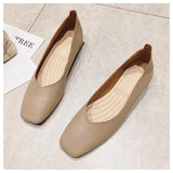 woloong New Spring Flats Shoes Women Wooden Low Heel Ballet Square Toe Shallow Brand Shoe Slip On Loafer zapatos de mujer big size 35-41