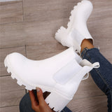 woloong  New Women Ankle Boots Crystal Rhinestone Slip On Platform PU Leather Women's Booties Spring Autumn Females Footwear Plus Si