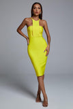 goosudu Irana Yellow Midi Bandage Dress