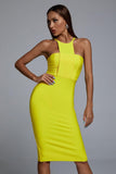 goosudu Irana Yellow Midi Bandage Dress