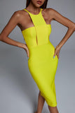 goosudu Irana Yellow Midi Bandage Dress