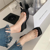 woloong Platform Plus Size Women Shoes New Sexy Transparent High-heeled Female Summer Sandals Colorful Sole Sandalias Mujer