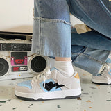 Heart Dunks  New Type Slate Shoes Haze Blue Trend Love Pattern Breathable Student Casual Sneakers Female Men