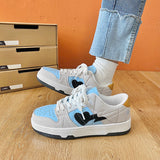 Heart Dunks  New Type Slate Shoes Haze Blue Trend Love Pattern Breathable Student Casual Sneakers Female Men