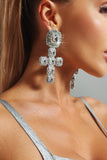 goosudu Janet Diamante Cross Earrings