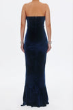 goosudu Kristin Sequins Velvet Dress-Blue