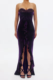 goosudu Kristin Sequins Velvet Dress-Purple