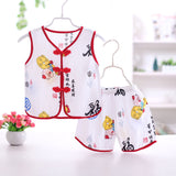 Baby Cotton Silk Clothes Summer Thin Boys Baby Chinese Style Vest Shorts Two-Piece Suit Ethnic Tang Suit Thin