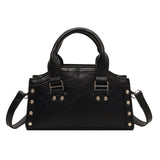 GOOSUDU 2025 New new small square bag fashionable texture rivet handbag  retro temperament single shoulder messenger bag