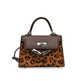 GOOSUDU 2025 Retro leopard print handbag women's popular new trend fashion Kelly bag niche high-end versatile shoulder women's bag