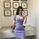 Knitted Dress Dress Women's Summer 2024 New Korean Style Waist Slimming Elegant Drawstring Skinny Sheath A- line Skirt