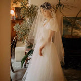 2025 retro light wedding dress  dream small man out dress temperament thin white fluffy dress spring