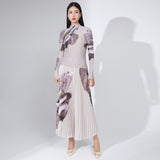 2025 Change the picture, OEM processing, custom fashion women's clothing, personalized suit, autumn clothing, new pleated top, skirt two-piece set