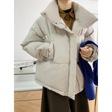 2025 winter cotton clothes women's short stand-up collar Korean version jacket loose chic bread clothes cotton-padded clothes 9980