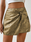 GOOSUDU 2025 fashion personality street sexy hottie high waist metal kink mini skirt