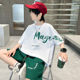 Children's Clothing Boys Summer Suit  New Summer Medium and Big Children Boy Thin Type Sports Summer Cool Handsome Fashion